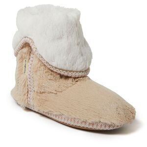 Dearfoams Women's Beth Faux Fur Fold Down Fuzzy Bootie House Slipper Boot